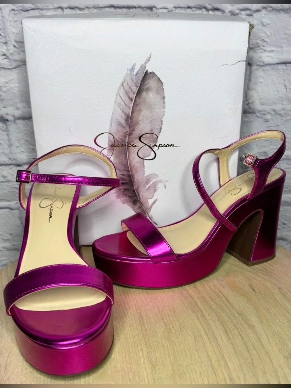 Jessica Simpson pink platform block heels NEW w box 8.5M